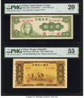 China Central Bank of China; People's Republic 400; 10,000 Yuan 1944; 1949 Pick 263; 853a Two Examples PMG Very Fine 20; About Uncirculated 55. Artist...