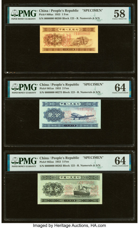 China People's Bank of China 1; 2; 5 Fen 1953 Pick 860as; 861as; 862as Three Spe...