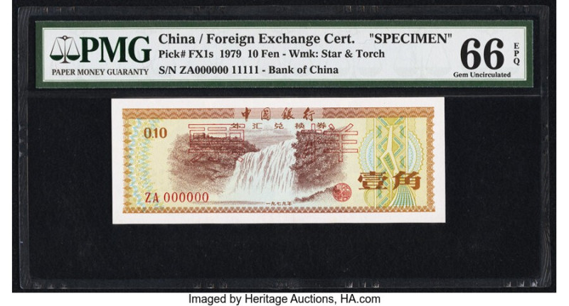 China Bank of China, Foreign Exchange Certificate 10 Fen 1979 Pick FX1s Specimen...