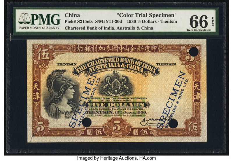 China Chartered Bank of India, Australia & China, Tientsin 5 Dollars 12.6.1930 P...