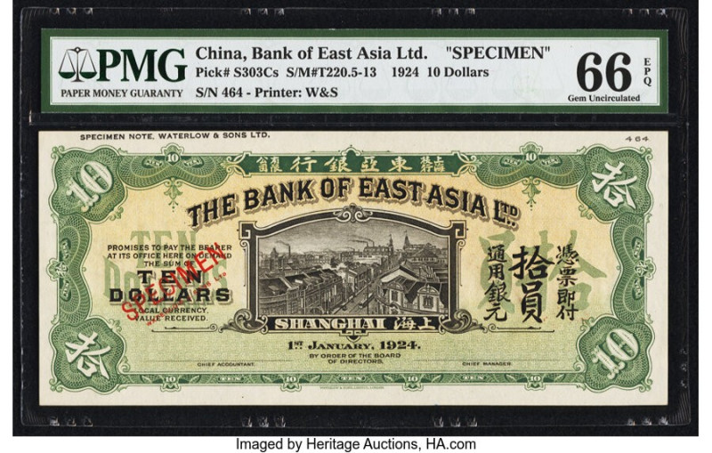 China Bank of East Asia Limited, Shanghai 10 Dollars 1.1.1924 Pick S303Cs S/M#T2...