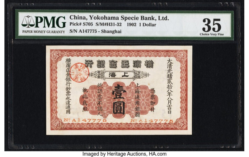 China Yokohama Specie Bank Limited, Shanghai 1 Dollar 10.9.1902 Pick S705 S/M#H3...