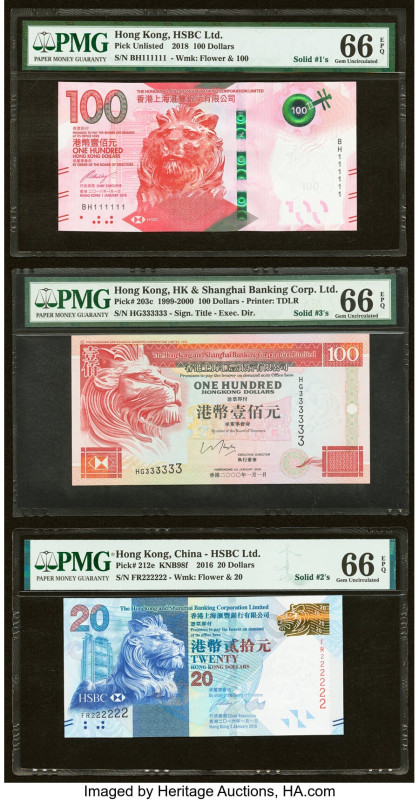 Solid Serial Number Trio Hong Kong Hongkong & Shanghai Banking Corp. Ltd. 100 (2...