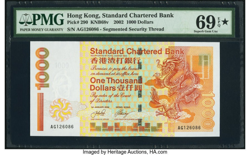 Hong Kong Standard Chartered Bank 1000 Dollars 1.1.2002 Pick 290 KNB68v PMG Supe...