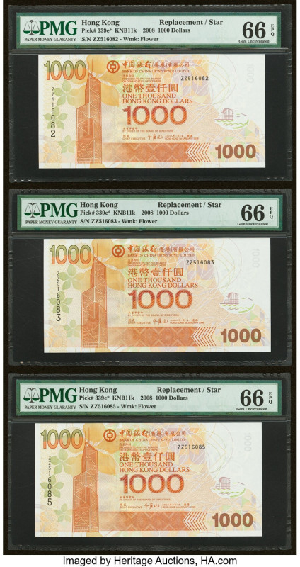 Hong Kong Bank of China (HK) Ltd. 1000 Dollars 1.1.2008 Pick 339e* Three Replace...