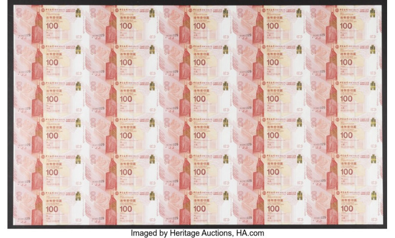 Hong Kong Bank of China (HK) Ltd. 100 Dollars 2017 Pick 347 Commemorative Uncut ...