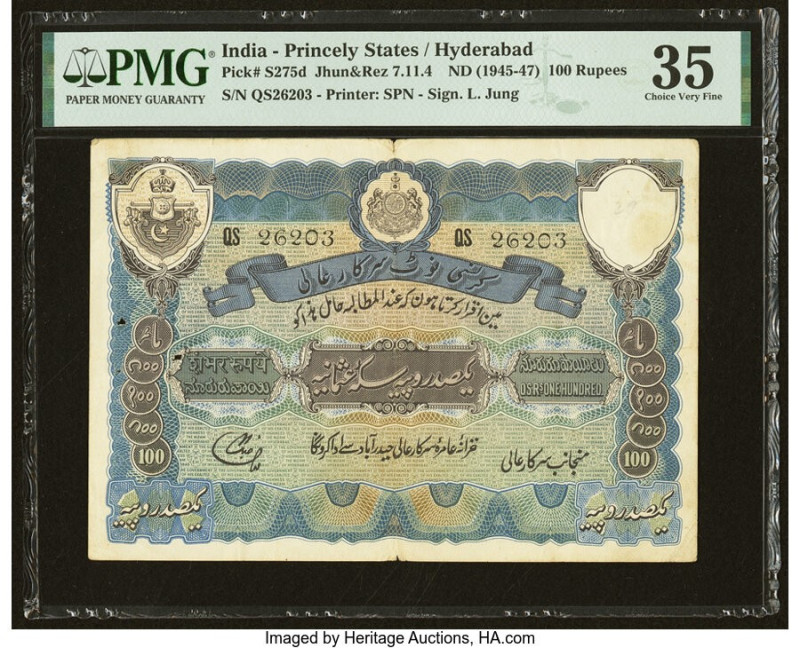 India Princely States, Hyderabad 100 Rupees ND (1945-47) Pick S275d Jhunjhunwall...