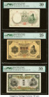 Japan Bank of Japan 5; 20 (2) Yen ND (1910); (1917); (1931) Pick 34; 37; 41a Three Examples PMG Very Fine 30; Very Fine 25; About Uncirculated 55. Del...