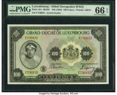 Luxembourg Grand Duche de Luxembourg 100 Francs ND (1944) Pick 47a PMG Gem Uncirculated 66 EPQ. Banknotes from Luxembourg are interesting and scarce i...
