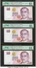 Singapore Monetary Authority 1000 Dollars ND (2015) Pick UNL Three Consecutive Examples PMG Gem Uncirculated 65 EPQ (2); Choice Uncirculated 64 EPQ. I...
