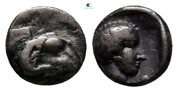 Caria. Kasolaba circa 450-400 BC. 
Hemiobol AR

7 mm, 0,56 g



very fine