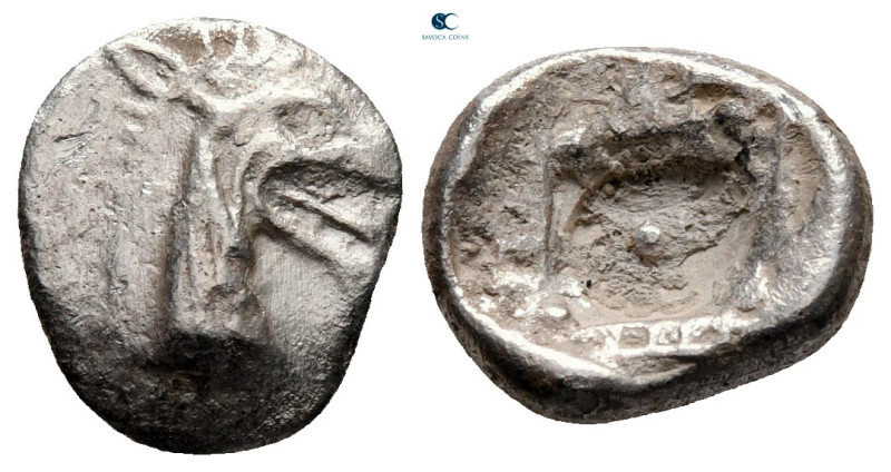 Caria. Kindya circa 510-480 BC. 
Tetrobol AR

13 mm, 1,51 g



nearly ver...