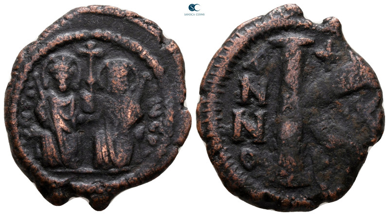 Justin II and Sophia AD 565-578. Theoupolis (Antioch)
Half Follis or 20 Nummi Æ...