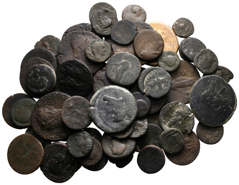 Lot of ca. 63 roman bronze coins / SOLD AS SEEN, NO RETURN!

fine