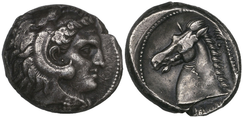 Sicily, Siculo-Punic coinage, tetradrachm, c. 320 BC, head of Herakles right in ...