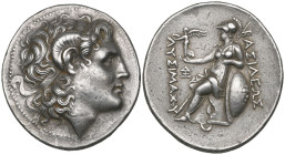 Kings of Thrace, Lysimachos (323-281 BC), tetradrachm, Lampsakos, c. 297-281 BC, deified head of Alexander the Great right, rev., Athena seated left h...