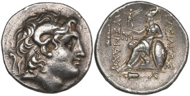 Kings of Thrace, Lysimachus (323-281 BC), tetradrachm, Cius, after 281 BC, deified head of Alexander the Great right, rev., Athena seated left holding...