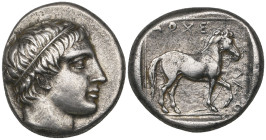 Kings of Macedon, Archelaos (413-399 BC), stater, diademed head of Apollo right, rev., horse standing right with trailing rein, 11.07g (cf. Westermark...