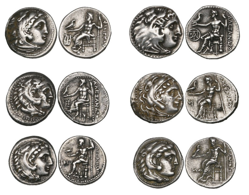 Kings of Macedon, Alexander III, the Great (336-323 BC), drachms (5), 4th-3rd ce...