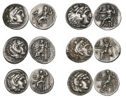 Kings of Macedon, Alexander III, the Great (336-323 BC), drachms (5), 4th-3rd century BC, head of Herakles right, rev., Zeus seated left; mints of Mil...