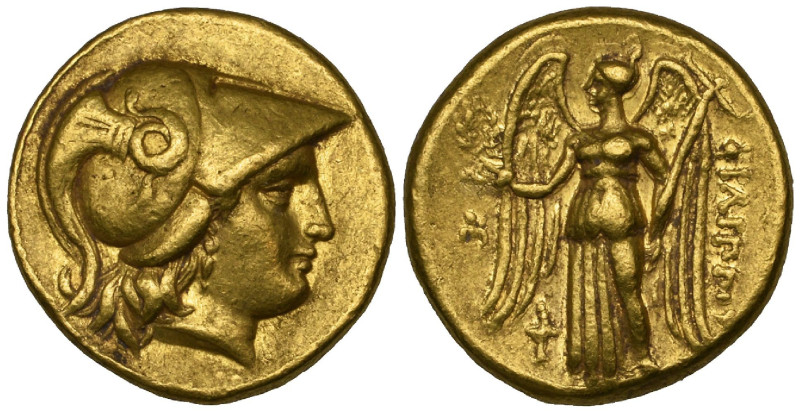 Kings of Macedon, Philip III (323-317 BC), gold stater, Sardes, c. 323-319, helm...