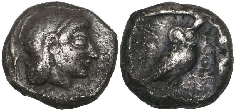 Attica, Athens, tetradrachm, c. 505/500-490 BC, helmeted head of Athena right, r...