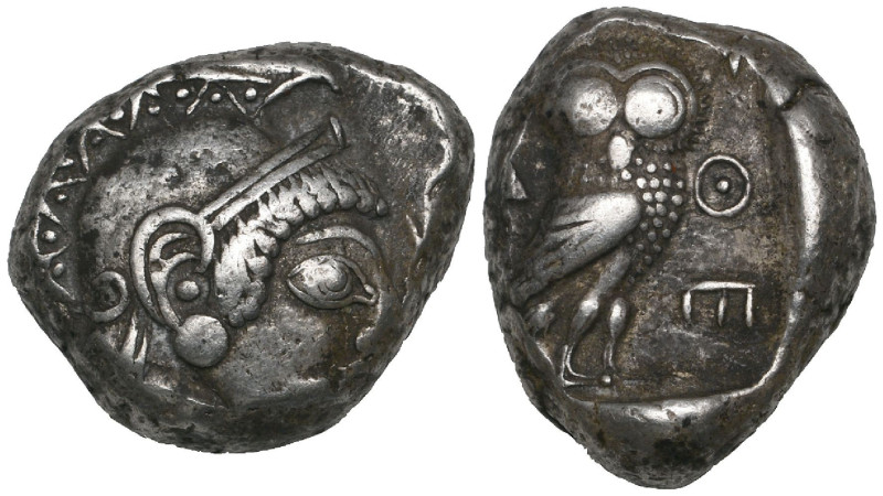 Attica, Athens, tetradrachm, c. 500/490-c. 482, helmeted head of Athena right, r...