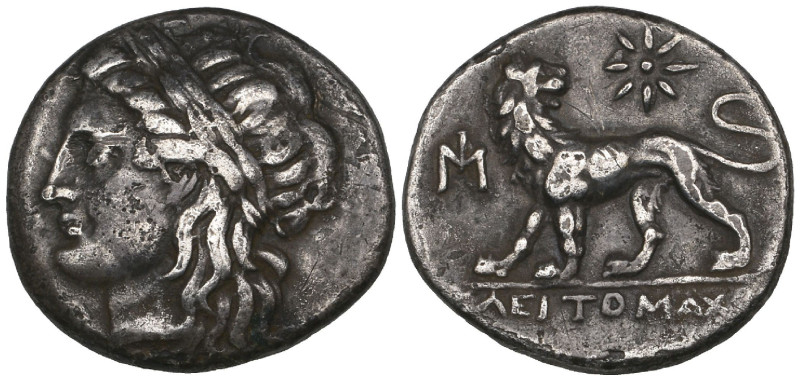 Ionia, Miletos, didrachm, c. 294-281 BC, laureate head of Apollo left, rev., lio...