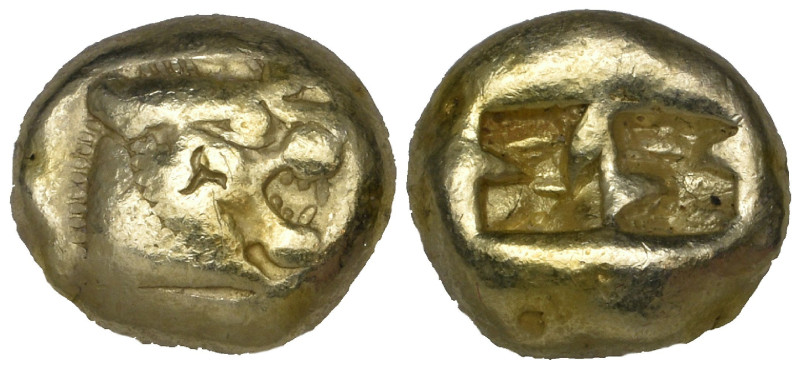 Lydia, Alyattes to Kroisos, electrum trite, c. 610-545 BC, lion’s head with prot...