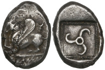Lycian dynasts, Tenagure, c. 450-425 BC, stater, winged lion left; Lycian inscription below, rev., triskeles, 8.29g (Traité 186; BMC 82), fine to very...