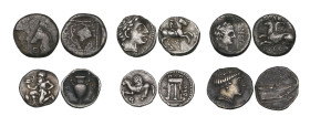 Greek silver fractions: comprising Italy, Bruttium, Croton, diobol, 5th century BC, tripod, rev., Pegasus flying left, 1.27g (BMC 52ff.); Thrace, Abde...