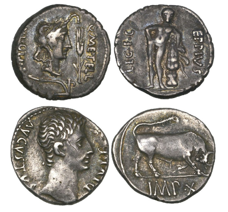 Roman Republic, Q Caecilius Metellus Pius Scipio, denarius, 47-46 BC, head of Af...