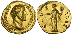 Antoninus Pius (138-161), aureus, Rome, 148-9, ANTONINVS AVG PIVS P P TR P XII, bare head right, drapery on far shoulder, rev., COS IIII, Aequitas sta...