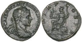 Elagabalus (218-222), sestertius, Rome, 218, laureate bust right, rev., Roma seated left, 23.42g (RIC 280; C 129), very fine with dark patina

Estim...