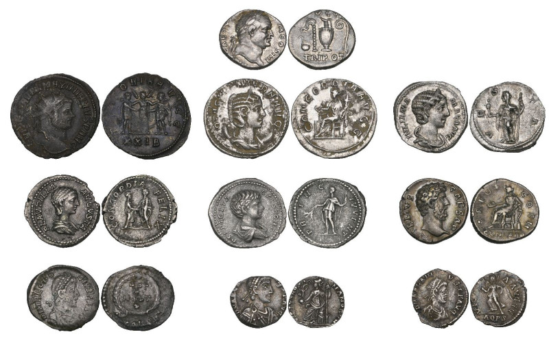 Roman silver denarii (5), of Aelius Caesar, rev., Concord, Vespasian, Plautilla,...