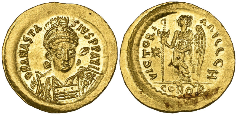 Anastasius I (491-518), solidus, Constantinople, 507-518, facing bust, rev., Vic...