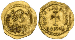 Revolt of the Heraclii (608-610), tremissis, Cyprus mint, DN TIbE-RI PP AV (?), diademed bust right, rev., VICTORIA AVG Ч, cross potent; in ex., CONOB...