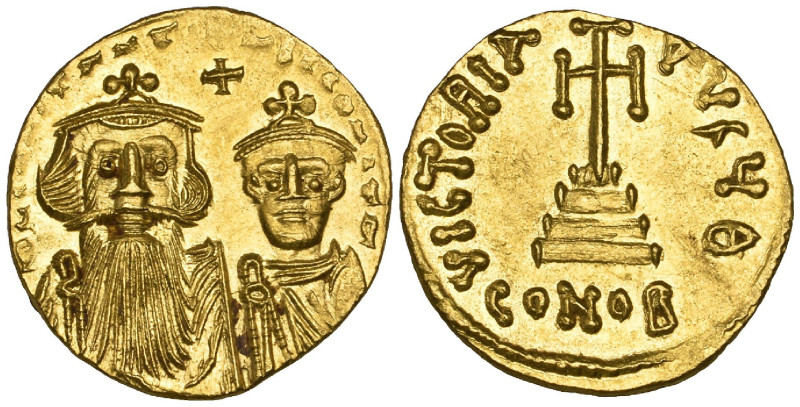 Constans II (641-668), solidus, Constantinople, facing busts of Constans II and ...