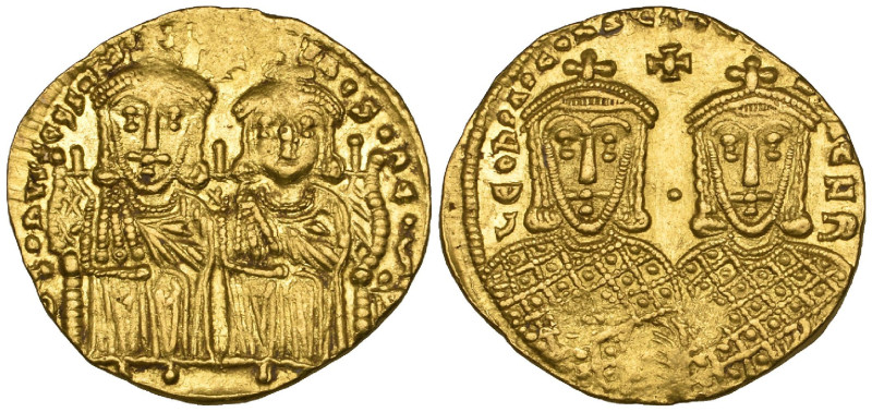 Leo IV the Khanzar (775-780), solidus, Constantinople, seated figure of Leo IV a...