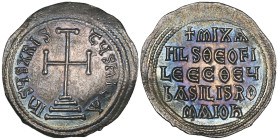 Michael II the Amorian (820-829), miliaresion, Constantinople, cross potent on three steps; triple border, rev., inscription in five lines, +MIXA / HL...