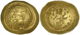 Constantine X, Ducas (1059-1067), histamenon, Constantinople, Christ enthroned facing, rev., Constantine standing facing, holding labarum and globus c...