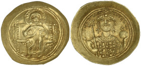 Michael VII, Ducas (1071-1078), histamenon, Constantinople, Christ enthroned facing, rev., facing bust of Michael holding labarum and globus cruciger;...