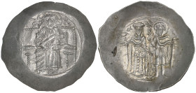 Theodore I, Comnenus-Lascaris (1208-1222), silver trachy, Magnesia, Christ enthroned facing, rev., Theodore and St. Theodore standing facing, each hol...