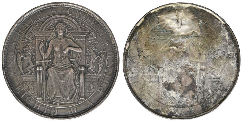 Victoria, three Silvered Electrotypes of reverse designs for United Kingdom coin...