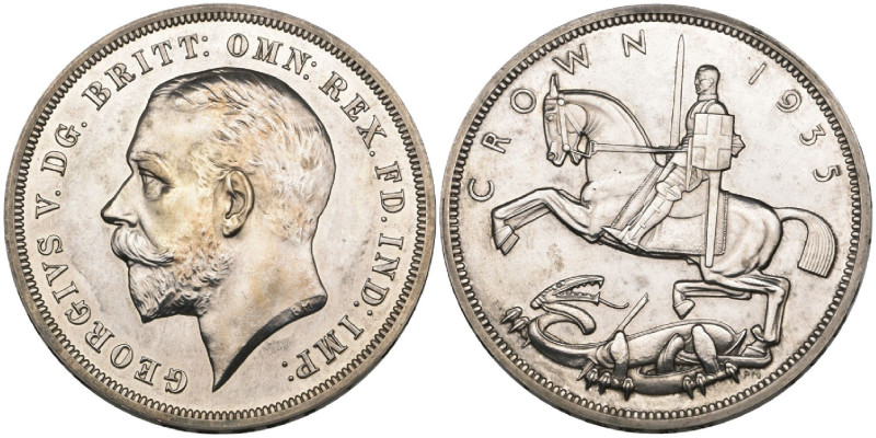 George V, Silver Jubilee, 1935, proof crown, in sterling silver, rev., modernist...