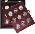 Elizabeth II, 40th Anniversary Coronation Collection, 1993, set of 18 crown-size proof silver coins issued by the UK and members of the Commonwealth, ...