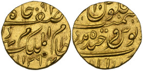 India, Hyderabad, Mir Mahbub Ali Khan (AH 1285-1329; AD 1869-1911), ashrafi, 1294h, year 10, 11.08g (KM Y.22), single test mark on obverse, otherwise ...