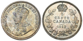 Canada, George V, 5 cents, 1913, choice mint state, with slightly uneven gunmetal blue toning

Estimate: GBP 150-250