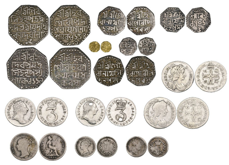 India, Assam, Shiva Simha, rupee, Sk 1654, year 19 (KM 91); Pramatta Simha, rupe...