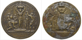 Italy, Jacopo da Trezzo (c. 1514-89), The Fountain of Virtue, uniface bronze reverse of the medal of Gianello della Torre (horologist and engineer), c...